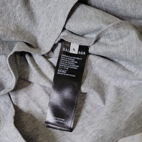 Balenciaga Light Gray Red Tape Graphic Tee - Picture 3 of 6